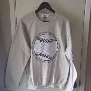 Cream Baseball Graphic Sweater